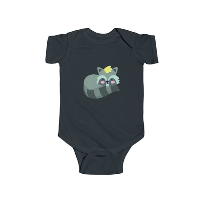 Infant Fine Jersey Bodysuit - Sleeping racoon Printify