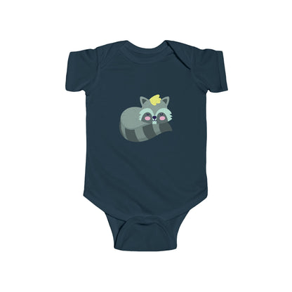 Infant Fine Jersey Bodysuit - Sleeping racoon Printify