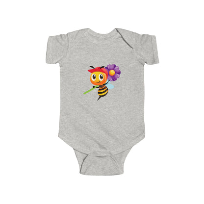 Cute bee with purple flower infant bodysuit Printify