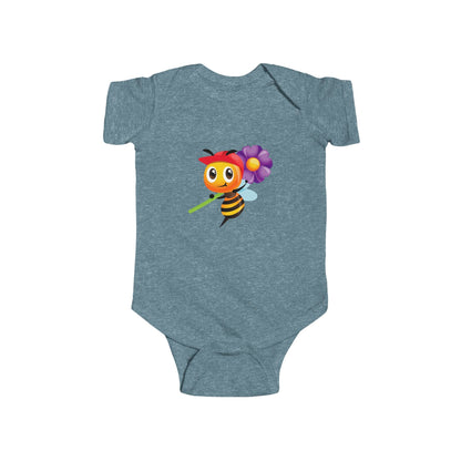 Cute bee with purple flower infant bodysuit Printify