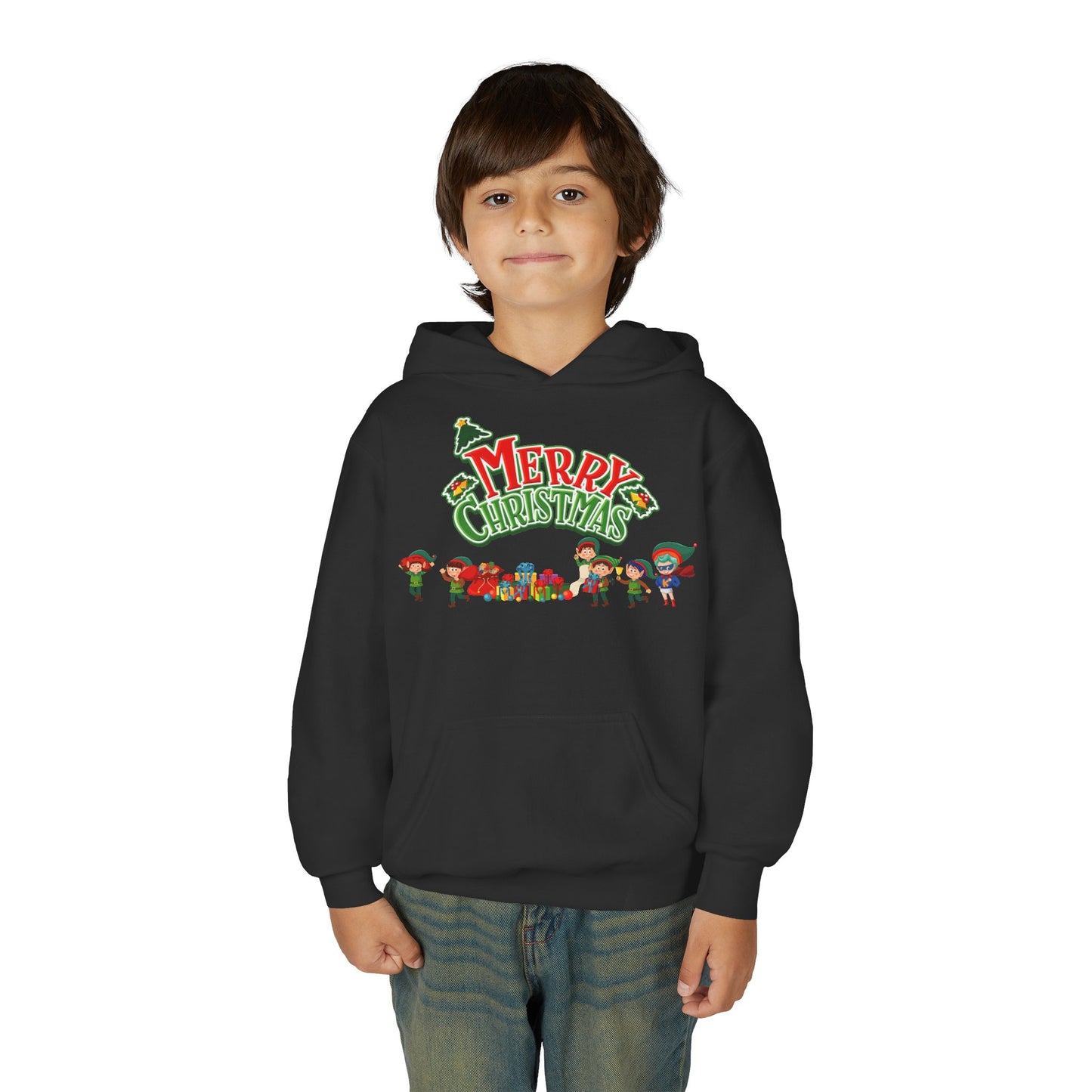 Youth Heavy Blend Hooded Sweatshirt - Merry christmas from super friends