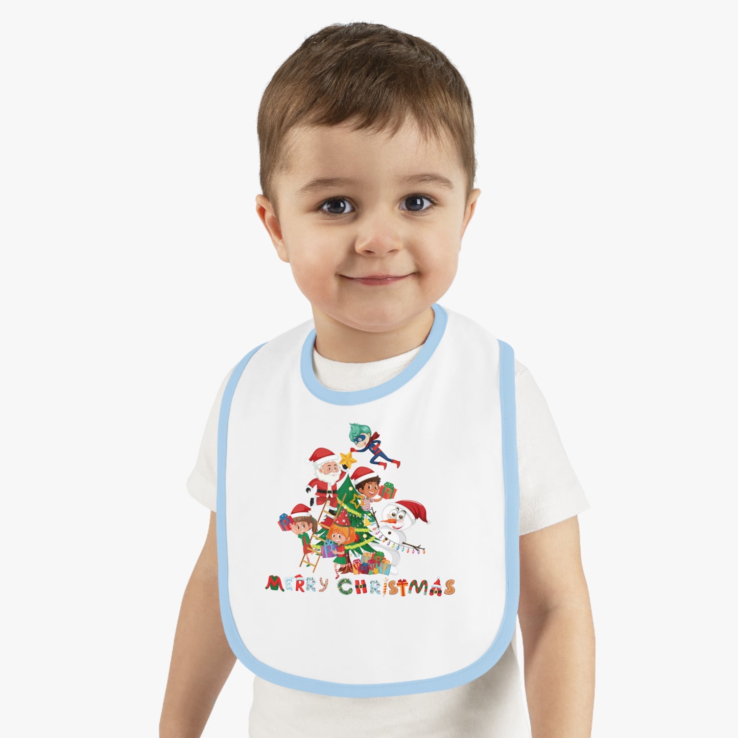 Baby Bib - Super kiddo making christmas tree with text