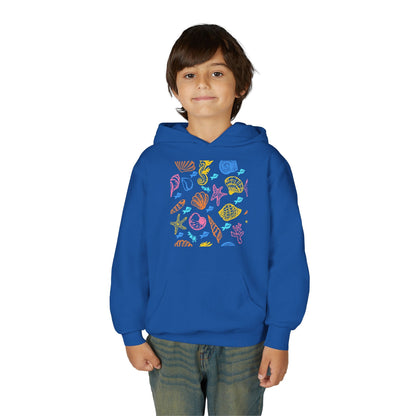 Youth Heavy Blend Hooded Sweatshirt - Sea creatures Printify