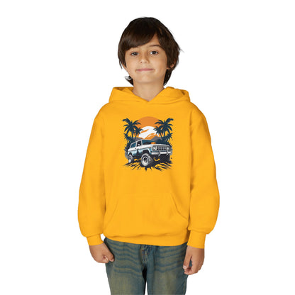 Youth Heavy Blend Hooded Sweatshirt - Off road car Printify