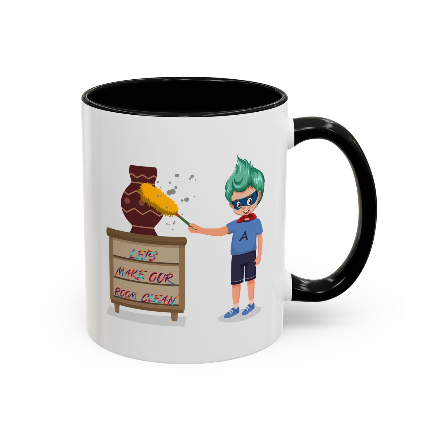 Accent Coffee Mug - Super kiddo cleaning a vase