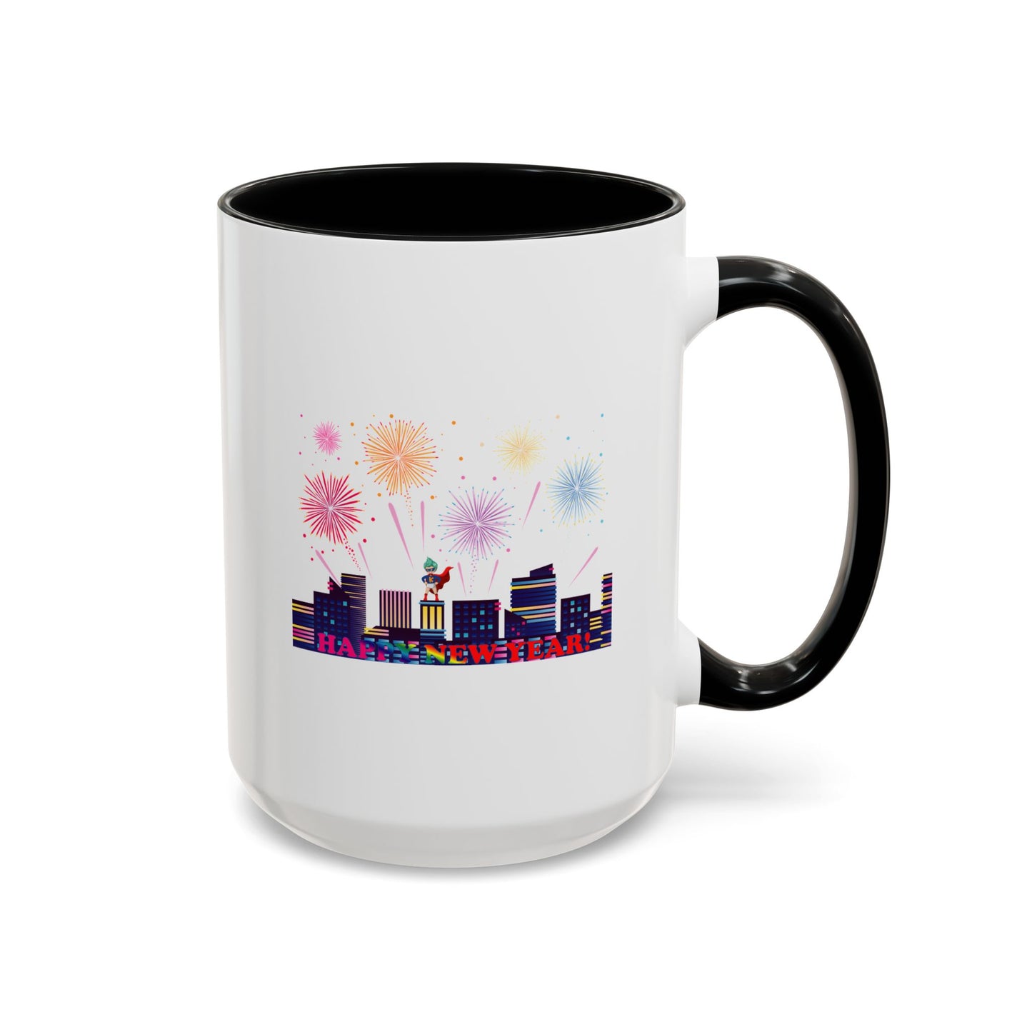 Accent Coffee Mug - Super kiddo with fireworks with text