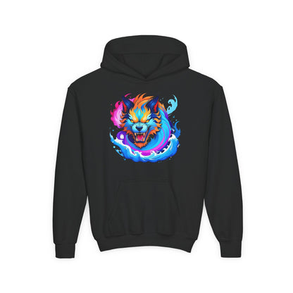 Kids Vibrant Wolf Hoodie Printify