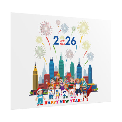 Rolled Posters - Happy new year with fireworks - [[{"value":"Wonderwear Kid"}]]