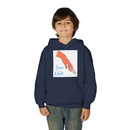 Youth Heavy Blend Hooded Sweatshirt -  Child and dad holding hands Printify