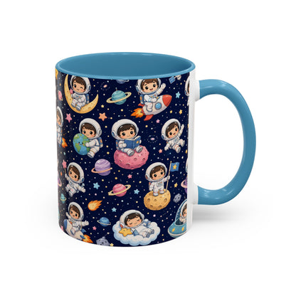 Accent Coffee Mug  (11/15 oz) - Kawaii Astronauts in a Starry Space Adventure