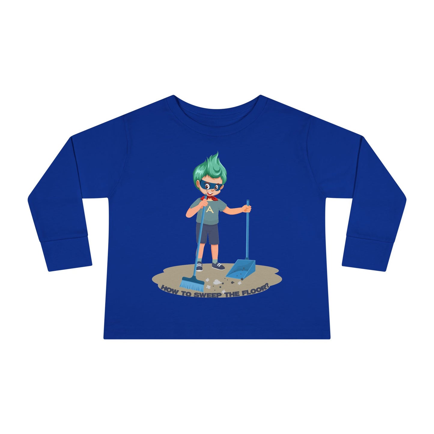 Toddler Long Sleeve Tee - Super kiddo sweeping floor - [[{"value":"Wonderwear Kid"}]]