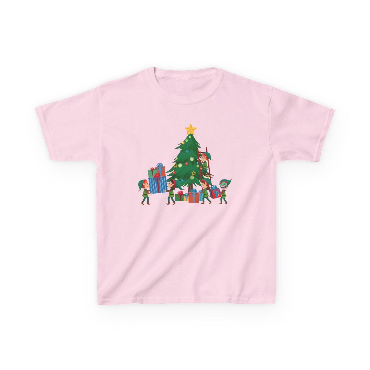 Kids Heavy Cotton™ Tee - Super kiddo putting gifts on christmas tree - [[{"value":"Wonderwear Kid"}]]