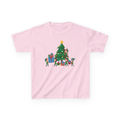 Kids Heavy Cotton™ Tee - Super kiddo putting gifts on christmas tree - [[{"value":"Wonderwear Kid"}]]