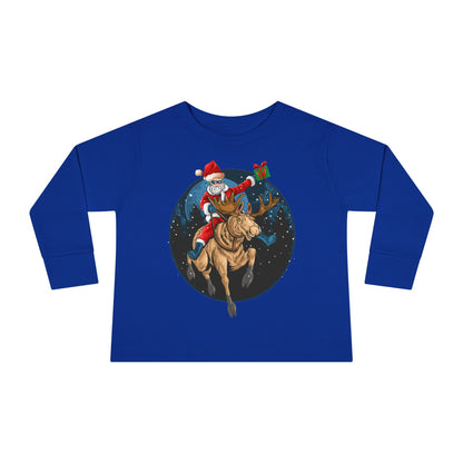 Toddler Long Sleeve Tee - Super kiddo riding a reindeer - [[{"value":"Wonderwear Kid"}]]