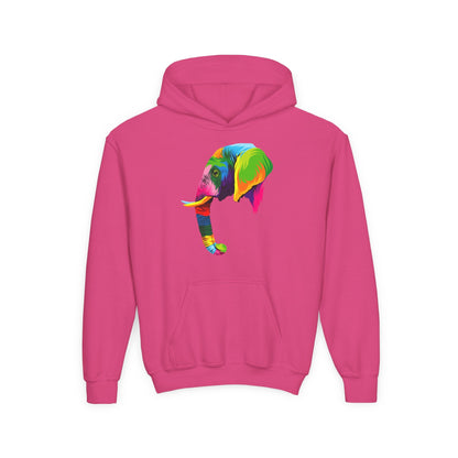 Youth hoodie with adorable elephant design Printify