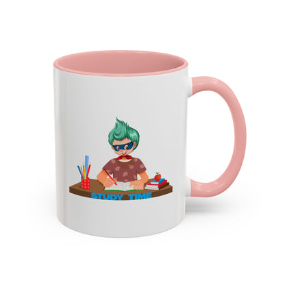 Accent Coffee Mug - Super kiddo studying - [[{"value":"Wonderwear Kid"}]]