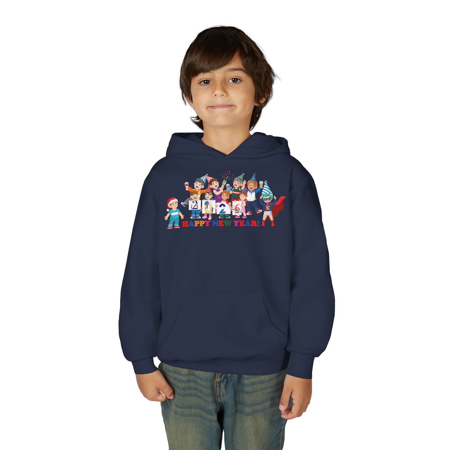 Youth Heavy Blend Hooded Sweatshirt - Happy new year from super kiddo
