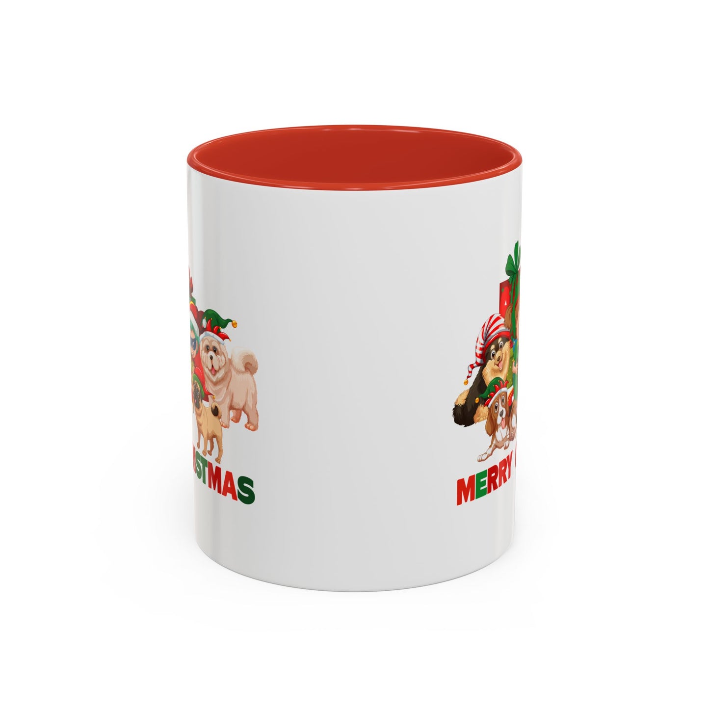 Accent Coffee Mug - Christmas with super kiddo pet friends with text
