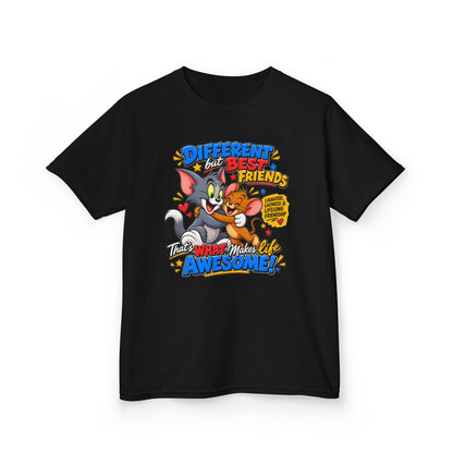 Kids Heavy Cotton™ Tee - Tom and Jerry - Different, Best Friends