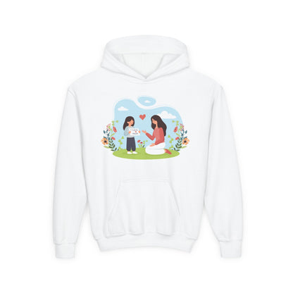 Youth Heavy Blend Hooded Sweatshirt -  Mother and daughter love Printify