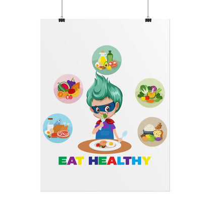Rolled Posters - Supper kiddo showing healthy food to eat - [[{"value":"Wonderwear Kid"}]]