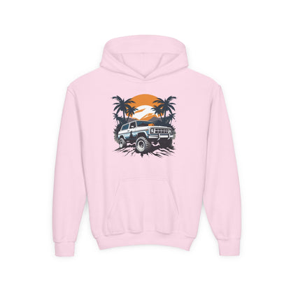 Youth Heavy Blend Hooded Sweatshirt - Off road car Printify