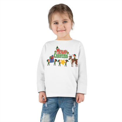 Toddler Long Sleeve Tee - Merry christmas and reindeer - [[{"value":"Wonderwear Kid"}]]