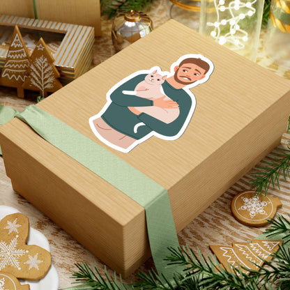 Kiss-Cut Stickers - Loving Dad with His Cat Printify