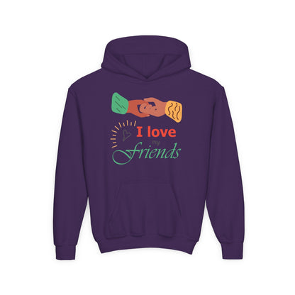 Youth Heavy Blend Hooded Sweatshirt - I love my friends Printify