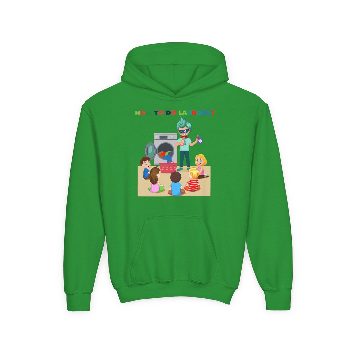 Youth Heavy Blend Hooded Sweatshirt - super kiddo teaching laundry