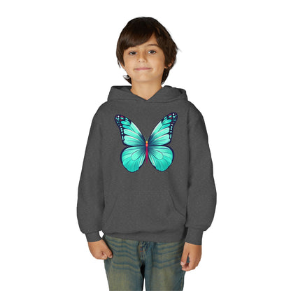 Youth Heavy Blend Hooded Sweatshirt - Butterfly - blue Printify