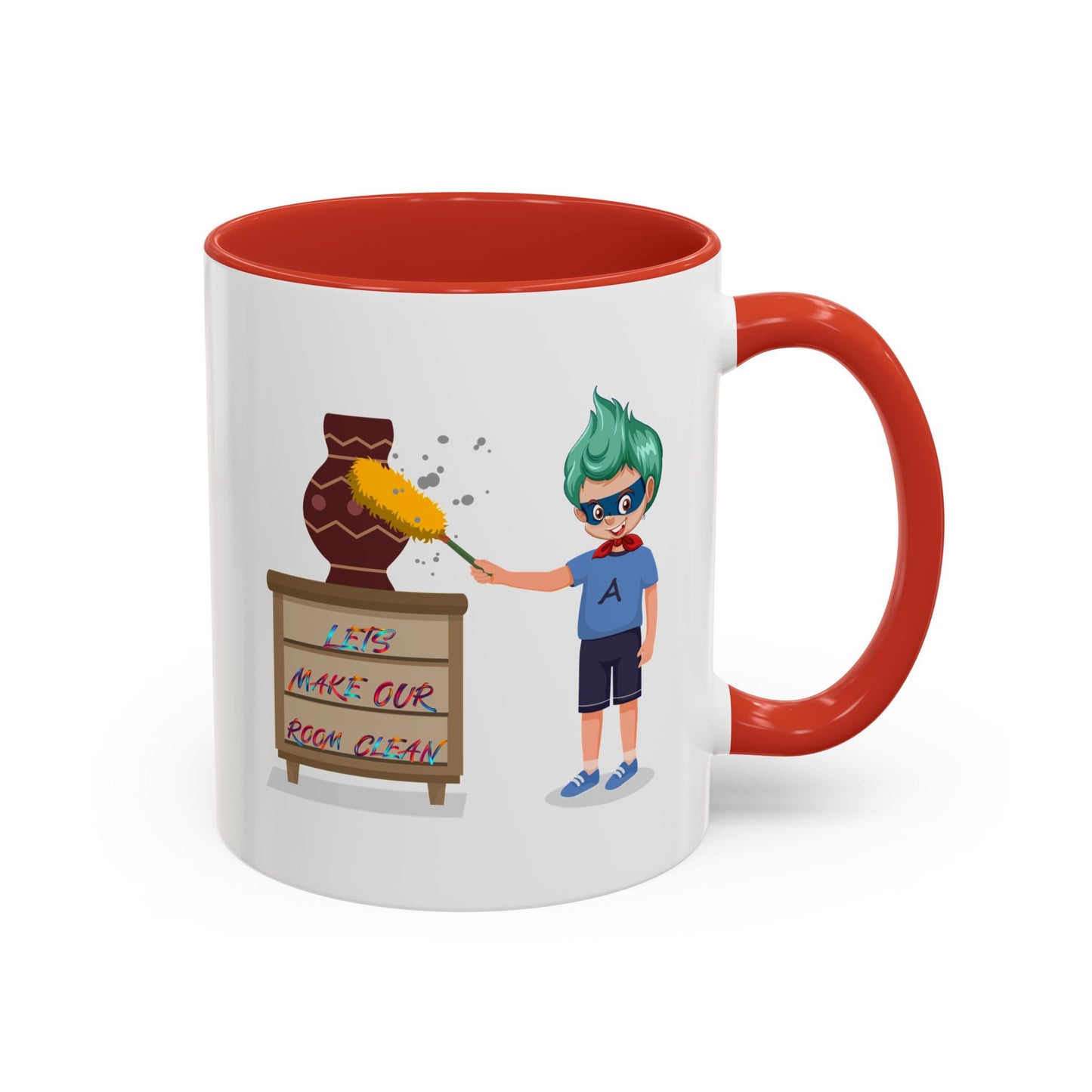 Accent Coffee Mug - Super kiddo cleaning a vase