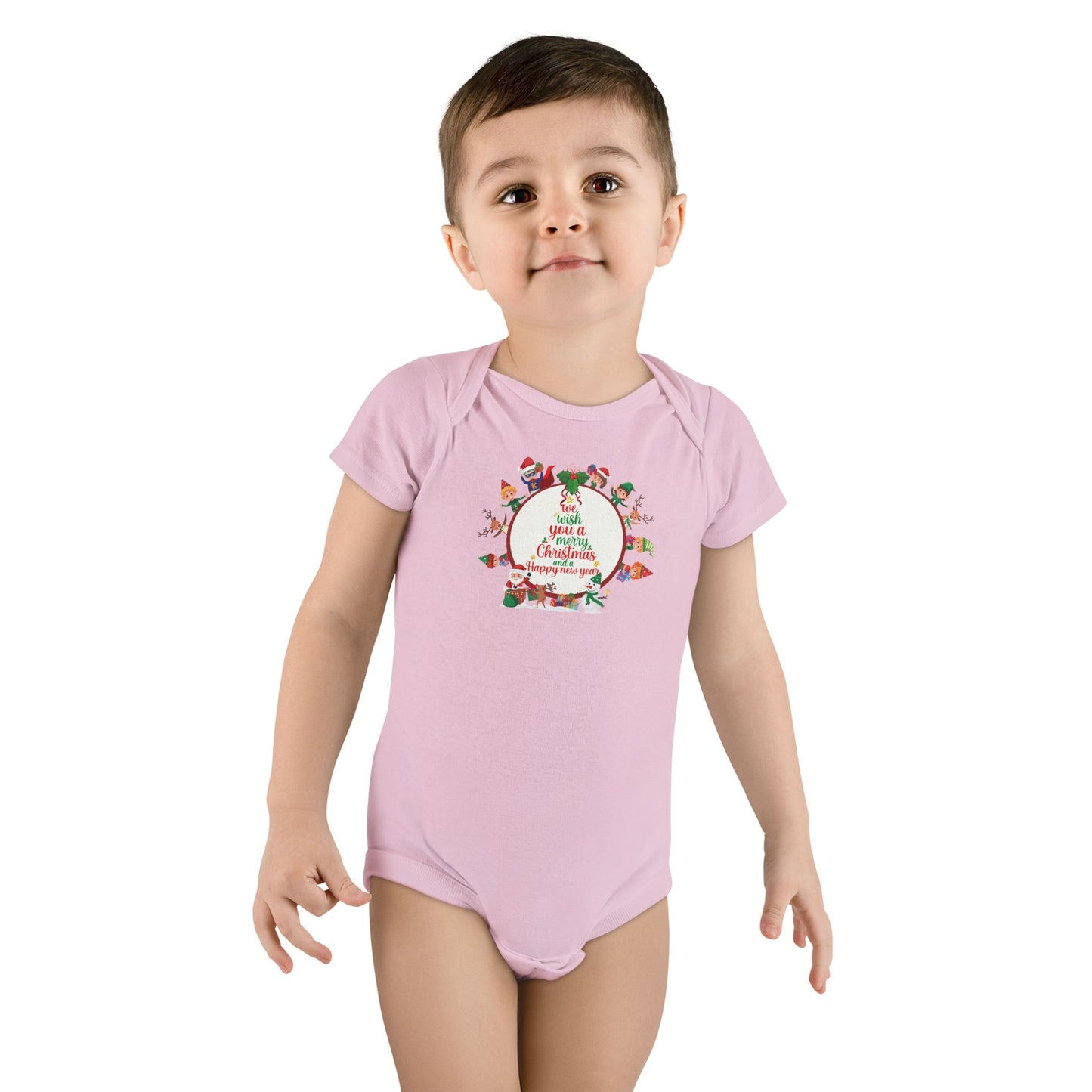Baby Short Sleeve Onesie - We wish you a merry christmas