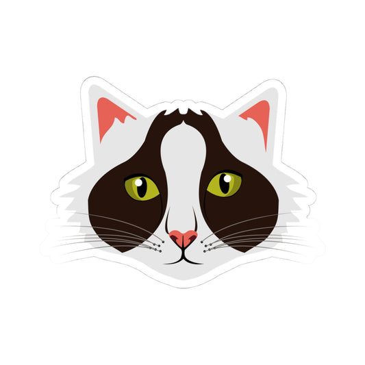 Kiss-Cut Stickers - Black and White Cat Printify