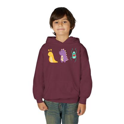 Youth Heavy Blend Hooded Sweatshirt - Colorful monsters Printify