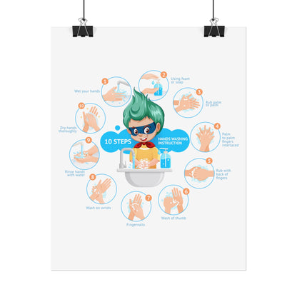 Rolled Posters - Super kiddo hand washing steps - [[{"value":"Wonderwear Kid"}]]