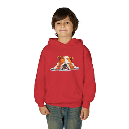 Youth Heavy Blend Hooded Sweatshirt -  Sleeping english bulldog Printify