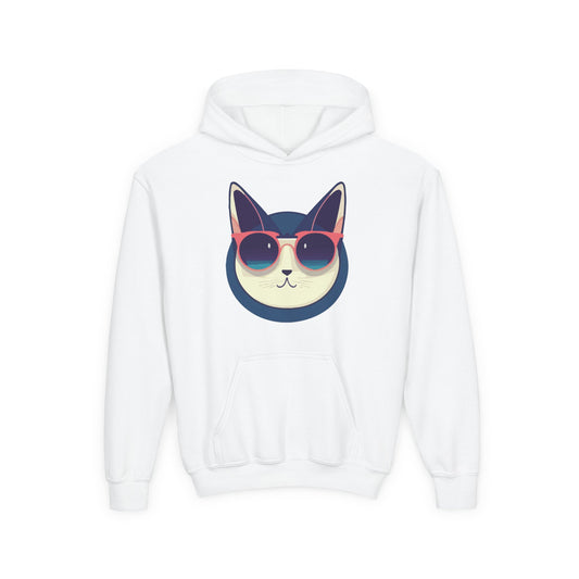 Youth Heavy Blend Hooded Sweatshirt - Cool Cat Sunglasses