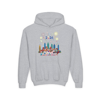 Youth Heavy Blend Hooded Sweatshirt - Happy new year with fireworks - [[{"value":"Wonderwear Kid"}]]