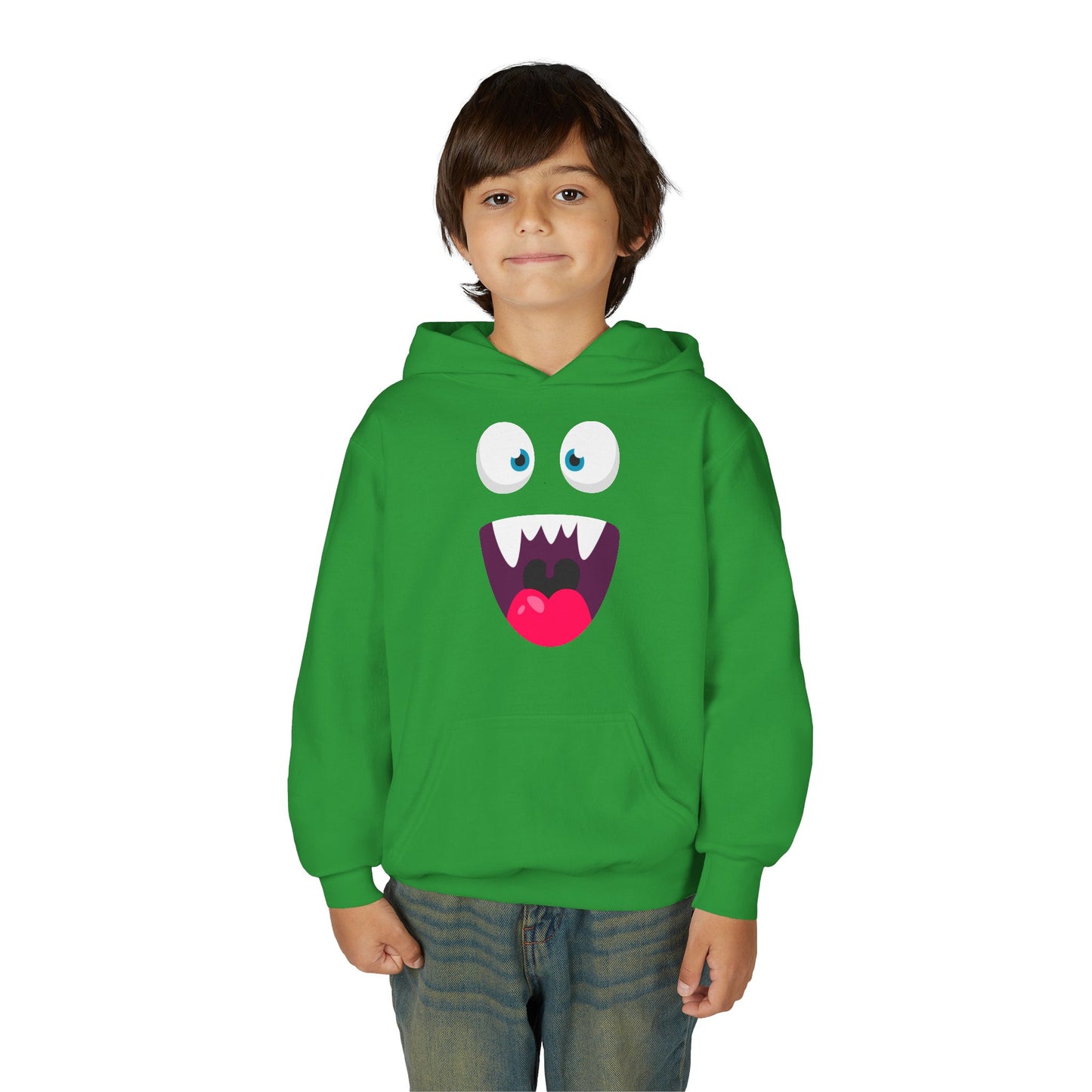 Youth Heavy Blend Hooded Sweatshirt -  Cute monsters face