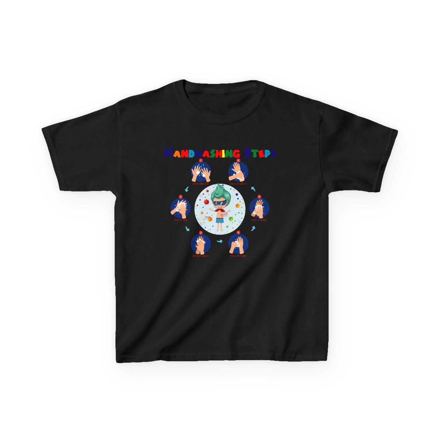 Kids Heavy Cotton™ Tee - Super kiddo how to wash hand properly - [[{"value":"Wonderwear Kid"}]]
