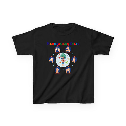 Kids Heavy Cotton™ Tee - Super kiddo how to wash hand properly - [[{"value":"Wonderwear Kid"}]]