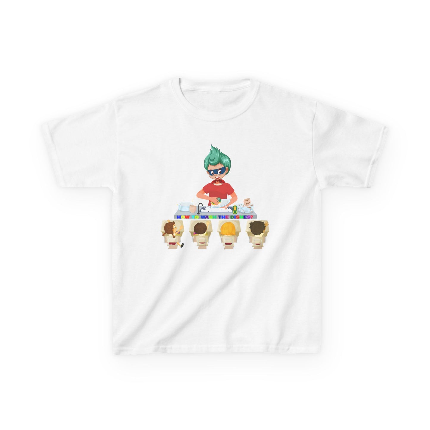 Kids Heavy Cotton™ Tee - Little kiddo teaching to wash dishes - [[{"value":"Wonderwear Kid"}]]