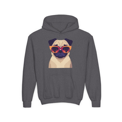 Kids Cool Pug Sunglasses Hoodie Printify