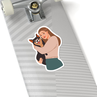 Kiss-Cut Vinyl Decals - Siberian husky and mom Printify