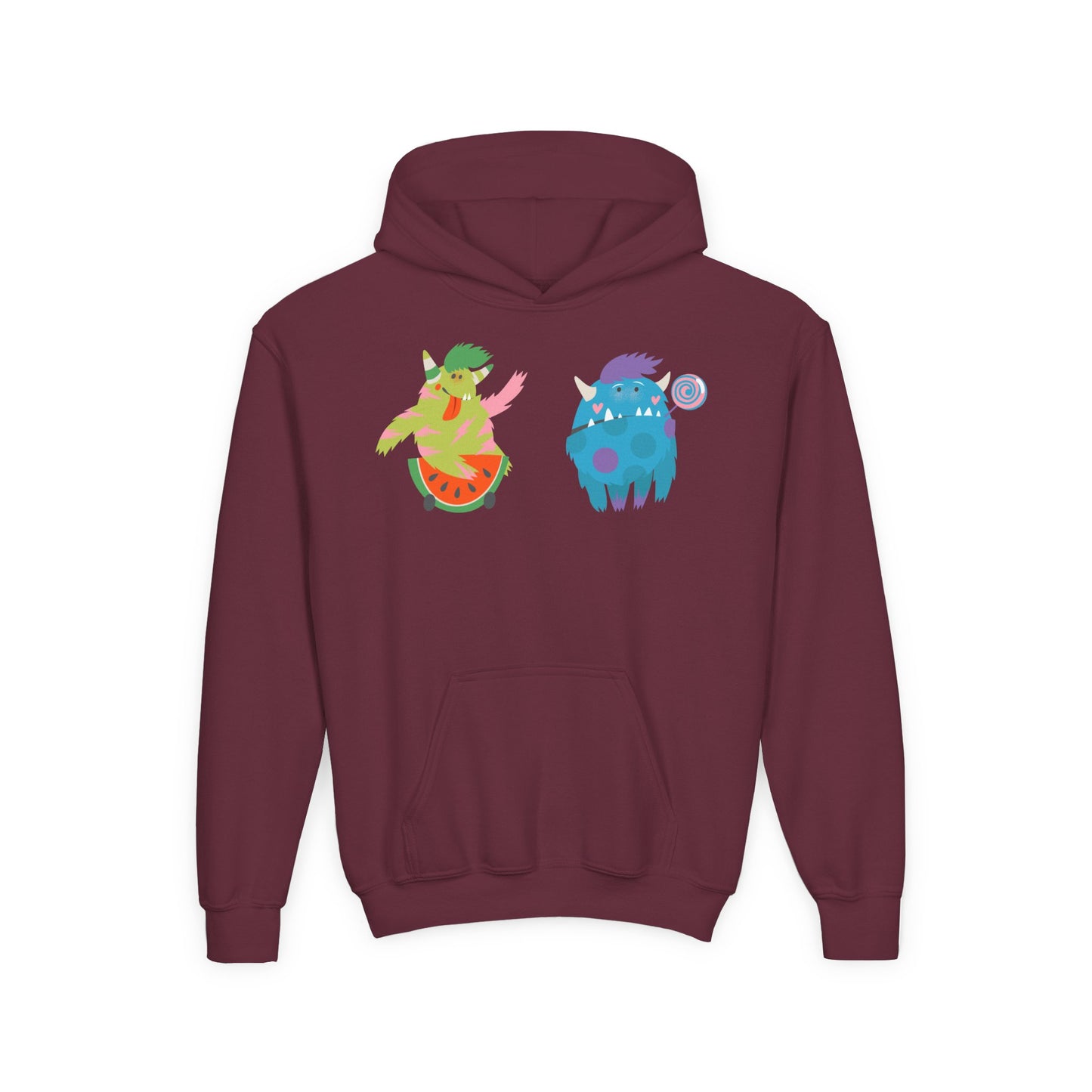 Youth Heavy Blend Hooded Sweatshirt - Funny Toothy monsters