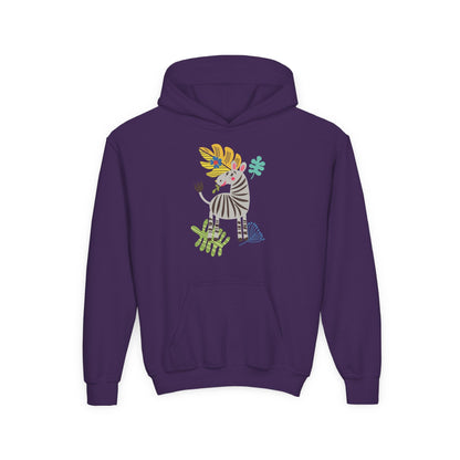 Youth Heavy Blend Hooded Sweatshirt -Zebra Printify