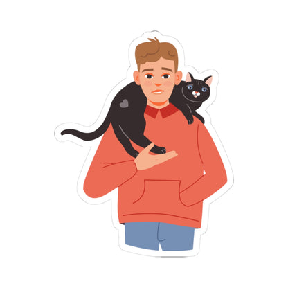 Kiss-Cut Stickers - Boy and his cat Printify