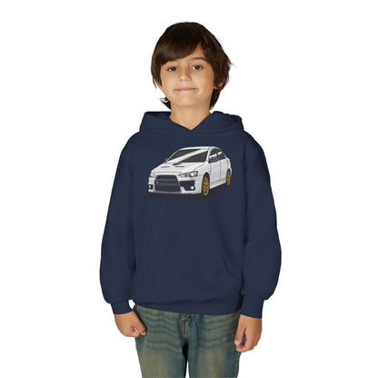 Youth Heavy Blend Hooded Sweatshirt - White car Printify