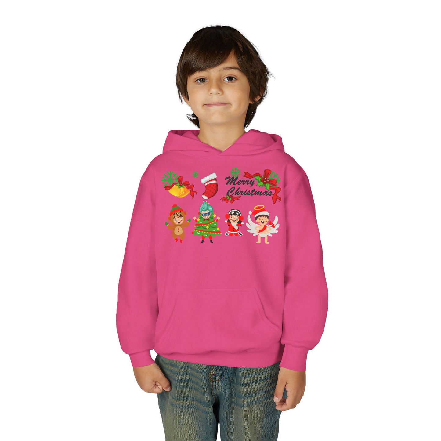 Youth Heavy Blend Hooded Sweatshirt - Merry christmas from super kid